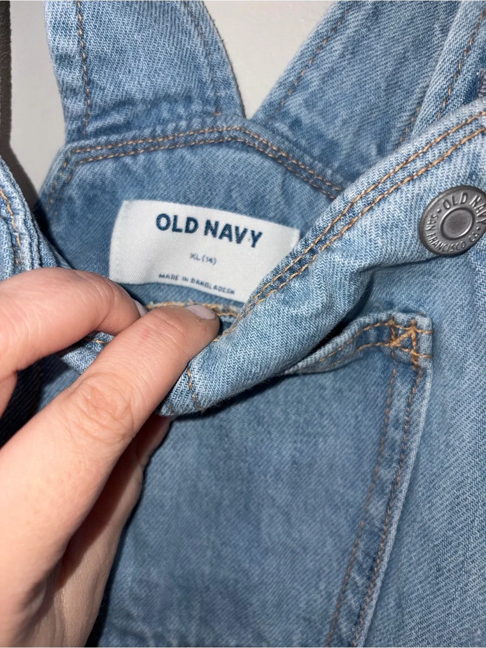 Old Navy Dip Dye Denim‎ Jean Overall Dress Raw Hem Girls XL 14